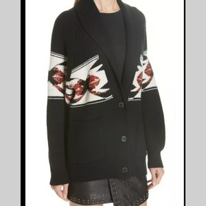 Joie Sequin Button-Front Black Cardigan Sweater XS western look